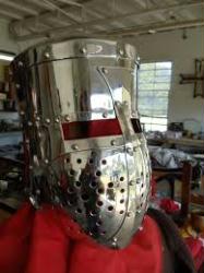 Stainless Crusader Topfhelm with Stainless Cross (in stock for small head 22")